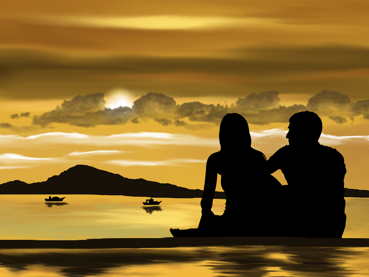 pareja en la playa viendo el ocaso del sol. Acta de Concubinato